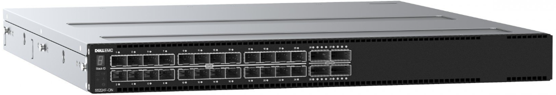 Dell S5224F-ON - 24 × 25GbE SFP28 / 4 × 100GbE QSFP28, 1AC PSU, 4 Fans, 1U High-Performance Layer 3 Data Center Switch