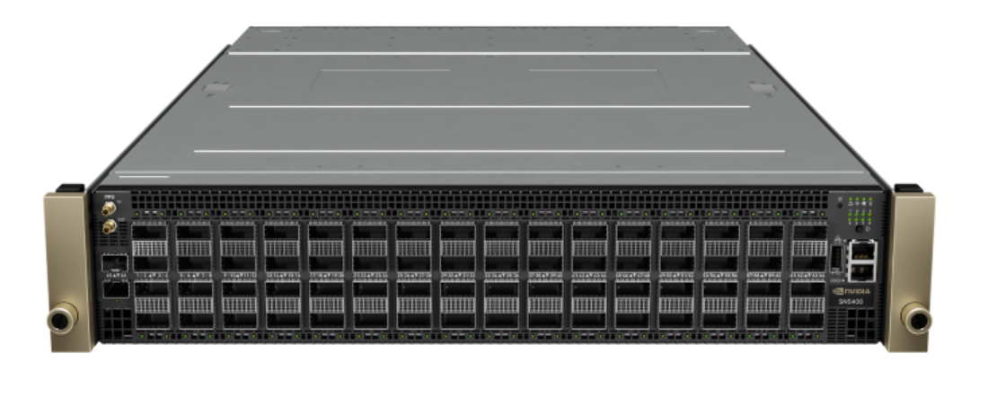 NVIDIA Spectrum-4 SN5400 - 64×400GbE QSFP56-DD 2×25GbE SFP28 2U C2P Airflow Open Ethernet Switch