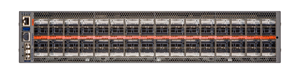 Close-up of Arista 7060X6-64PE OSFP ports