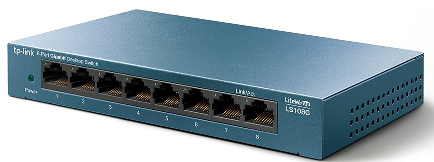 Rear view of TP-Link LS108G showing power input
